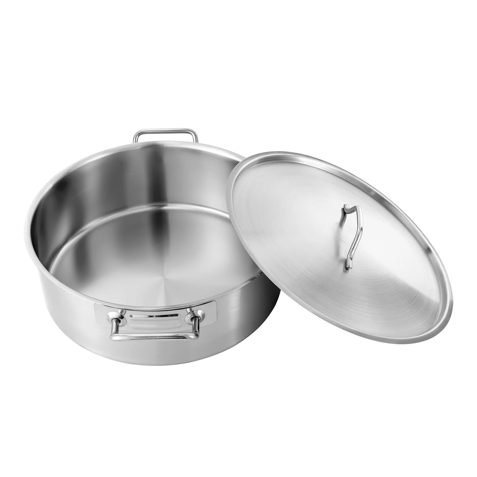 11qt Stock Pot Stainless Steel Large Kitchen Soup Cookware, with Glass Lid, for Gas/Electricity/Glass/Ceramic Furnaces, Etc