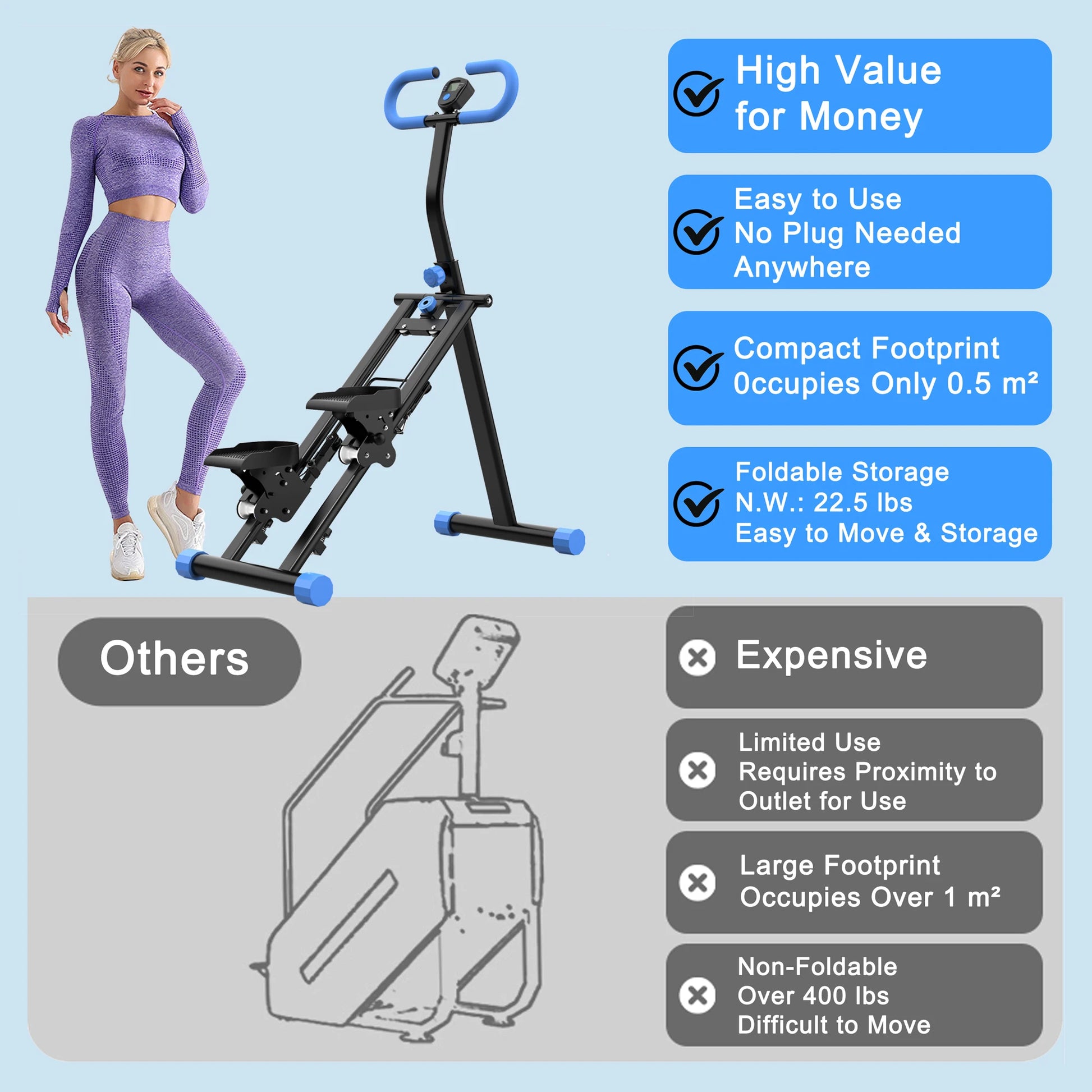 Stair Stepper Climber Machine with Handlebar - Upgrade Vertical Climber Workout Machine for Full-Body Exercise Climber
