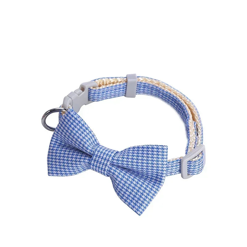 Bow Plaid Collar Pet Puppy Cat Dog Adjustable Neck Collar For Small Dogs Necktie Grooming Bow Tie Sweet Pet Accessories