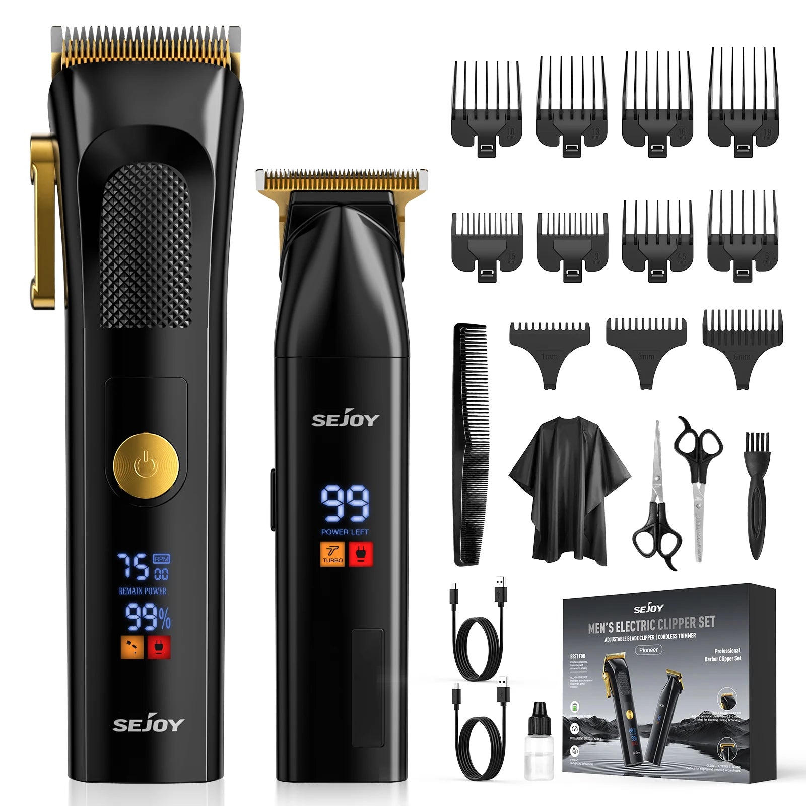 Professional Combo Kits Hair Clipper Electric Hair Trimmer Set For Men Rechargeable Cordless Haircut Machine for Barber