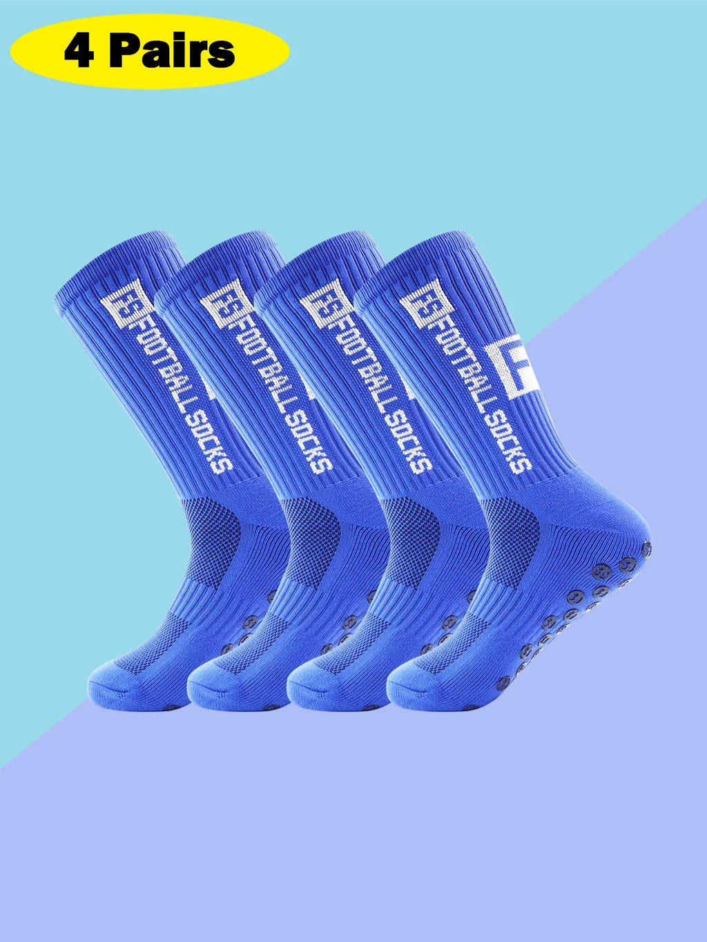 4 Pairs Men's Soccer Socks with Grip,  Anti Slip Athletic Socks with Cushion Pads for Football/Basketball/Hockey