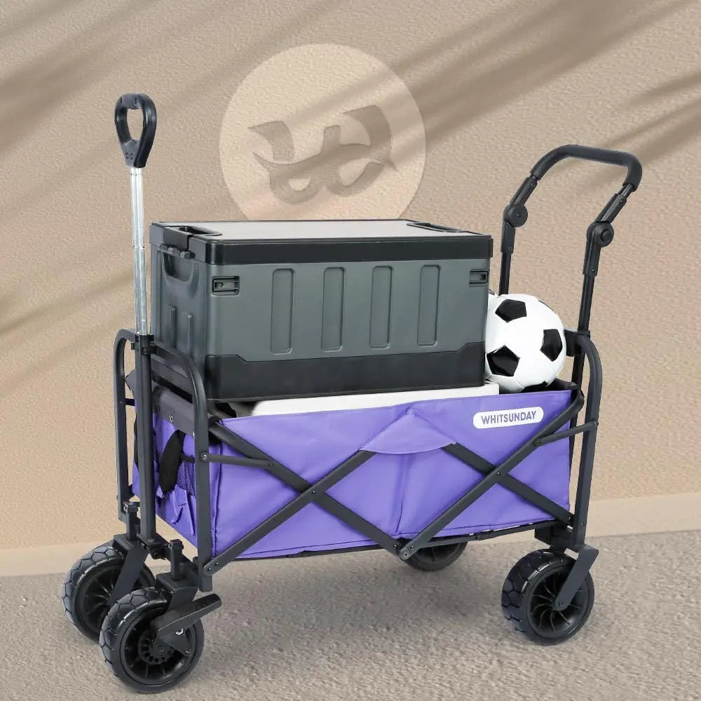 Collapsible Folding Garden Outdoor Park Utility Wagon Picnic Camping Cart with Bearing and Brake 8" All Terrain Wheels with Push