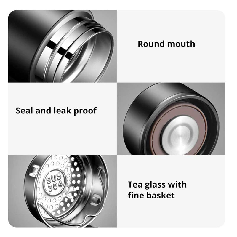500ml Black Stainless Steel Smart Thermos With Temperature Display