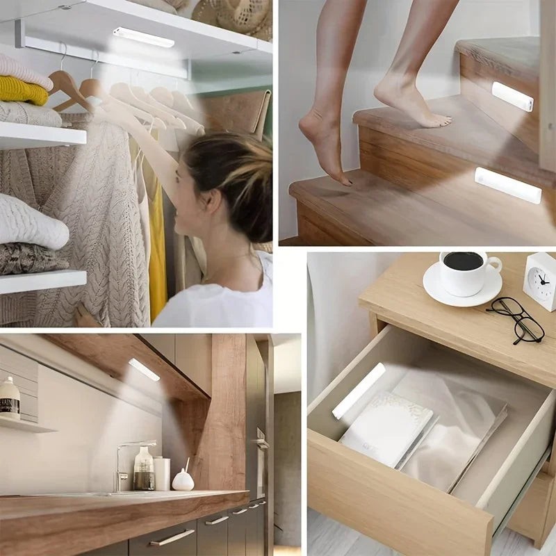 Under Cabinet Lights 6 Pack Motion Sensor Light Indoor LED USB-C Rechargeable Battery Operated Stick-On Light for Kitchen Night