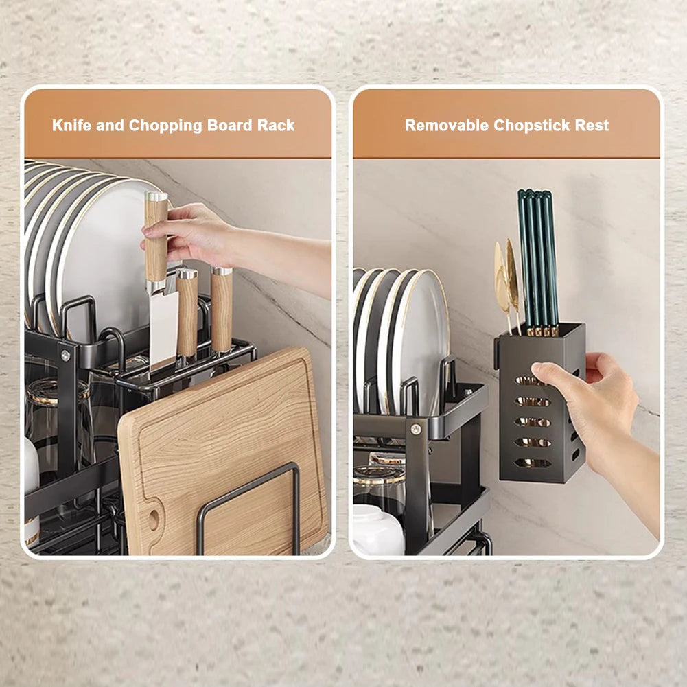 Dish Drying Rack for Kitchen Counter with Drainboard Dish Sink Organization and Storage Essentials Cutlery Holder Home Decor