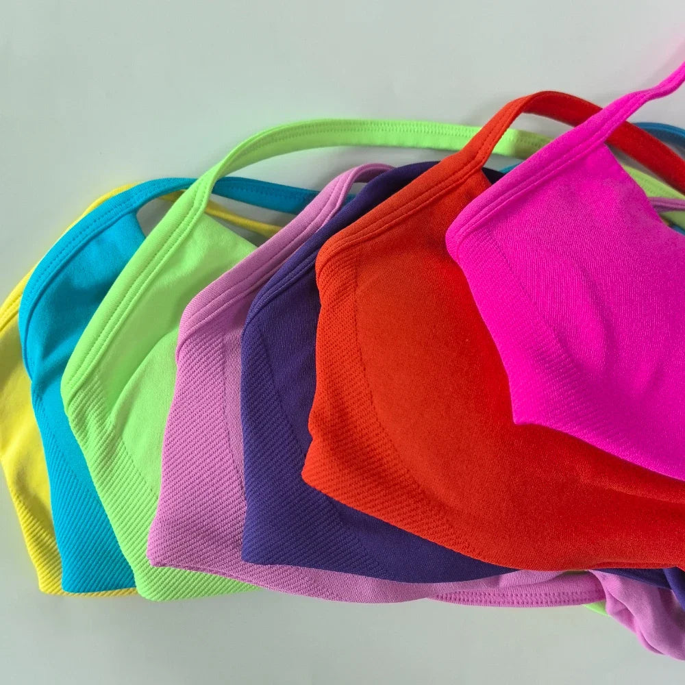 2PCS Gym Set Women Strappy Yoga Bra Top High Waist Workout Scrunch Shorts Sports Suit Seamless Yoga Set Fitness Clothes