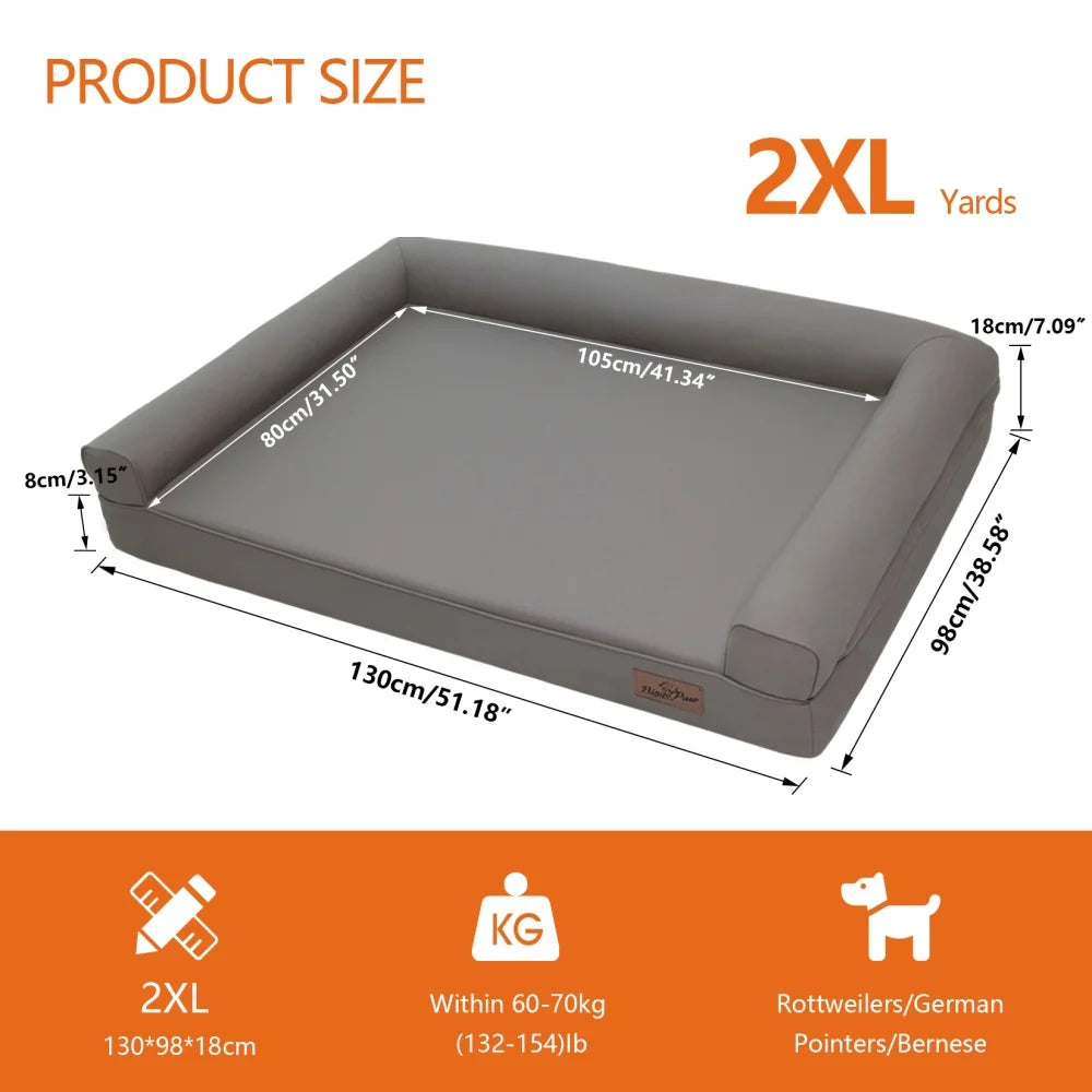 M-XXL Orthopedic Dog Bed Bolster Microfiber Leather Pet Dog Sofa Waterproof Couch Calming Bed with Removable Cover Easy Clean