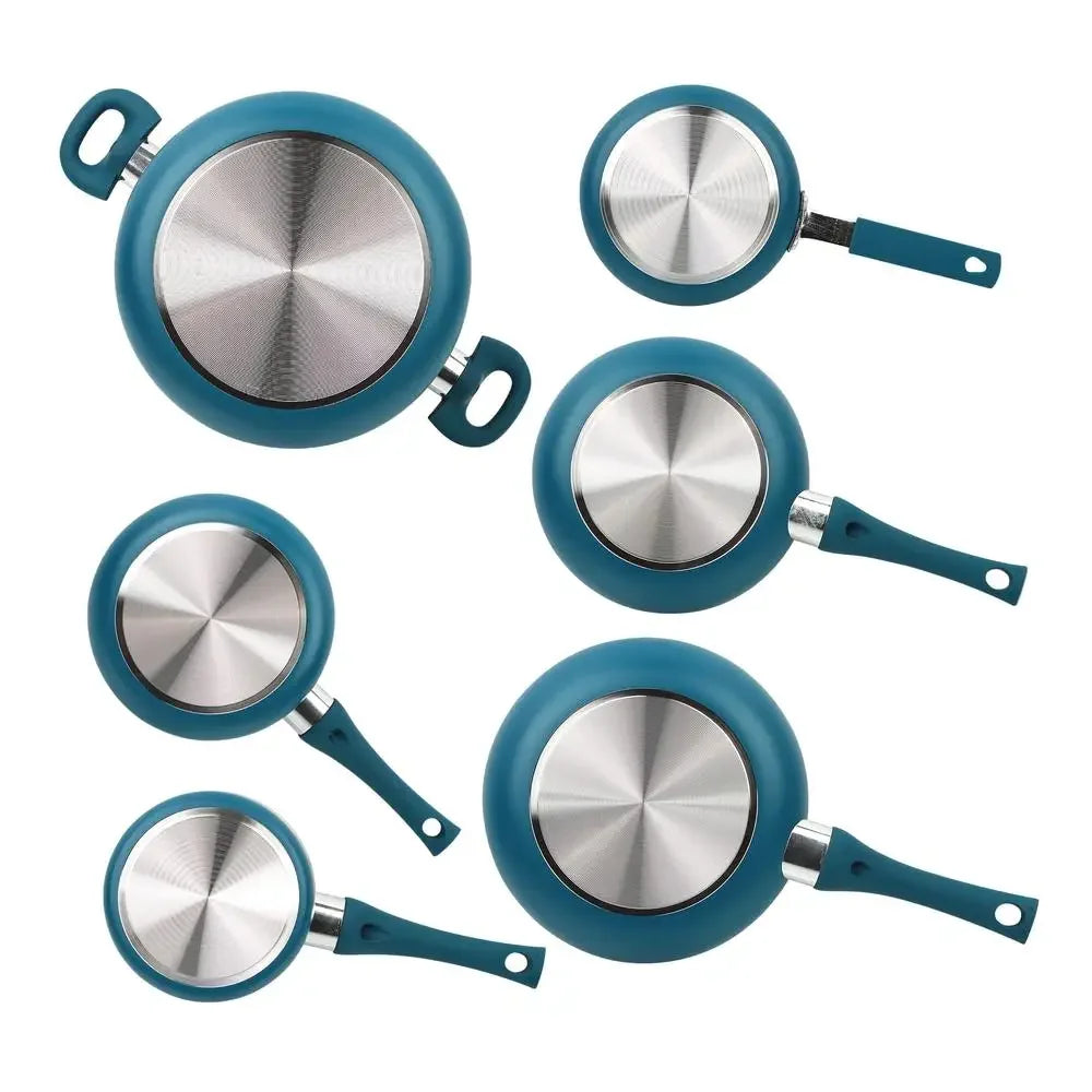 12-Piece Corsair Blue Nonstick Aluminum Cookware Set Home Kitchen Utensil Collection