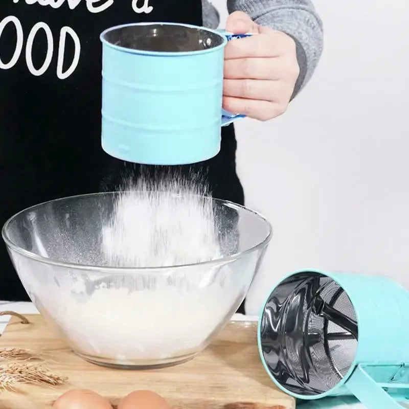 1 Pcs Stainless Steel Sieve Cup Powder Flour Baking Tool Icing Sugar Mesh Sieve Colander Crank Sifter Kitchen Tools Cocina Knife