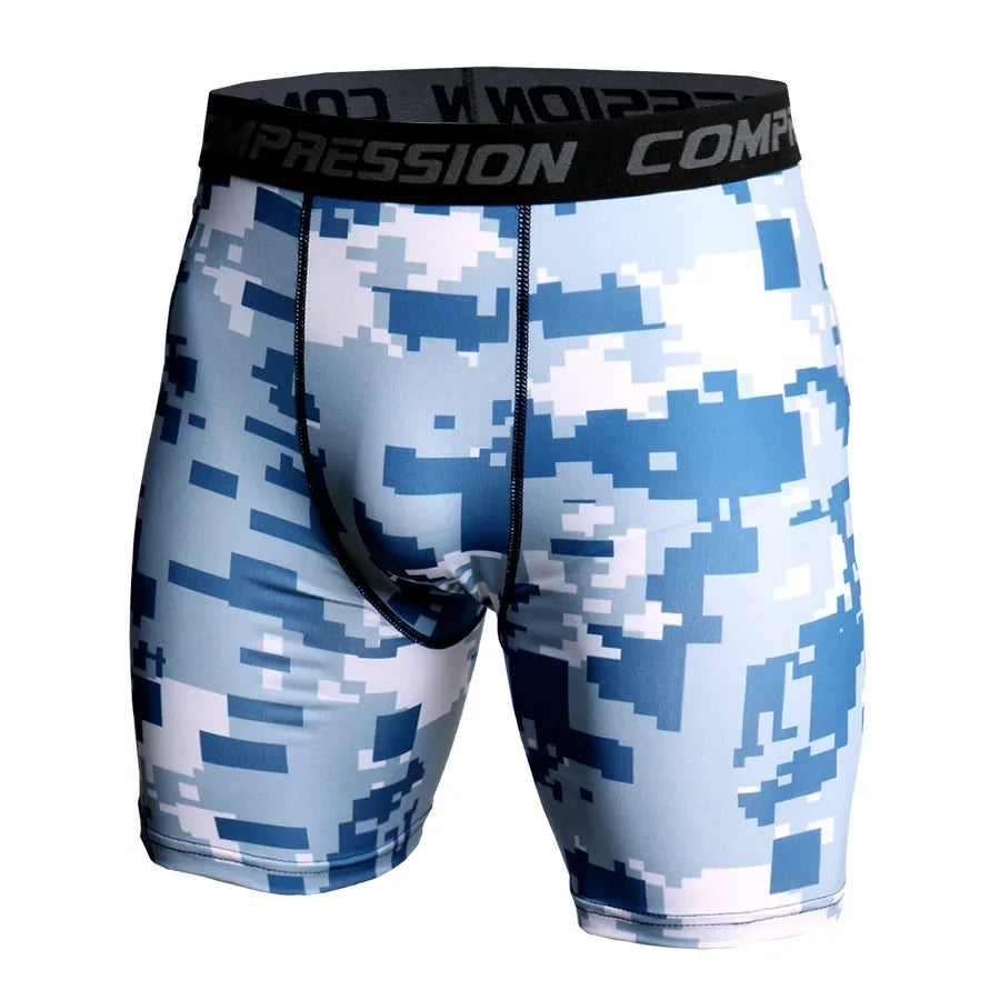 Compression Shorts Men 3D Print Camouflage Bodybuilding Tights Short Men Gyms Shorts Male Muscle Sport Elastic Running Shorts