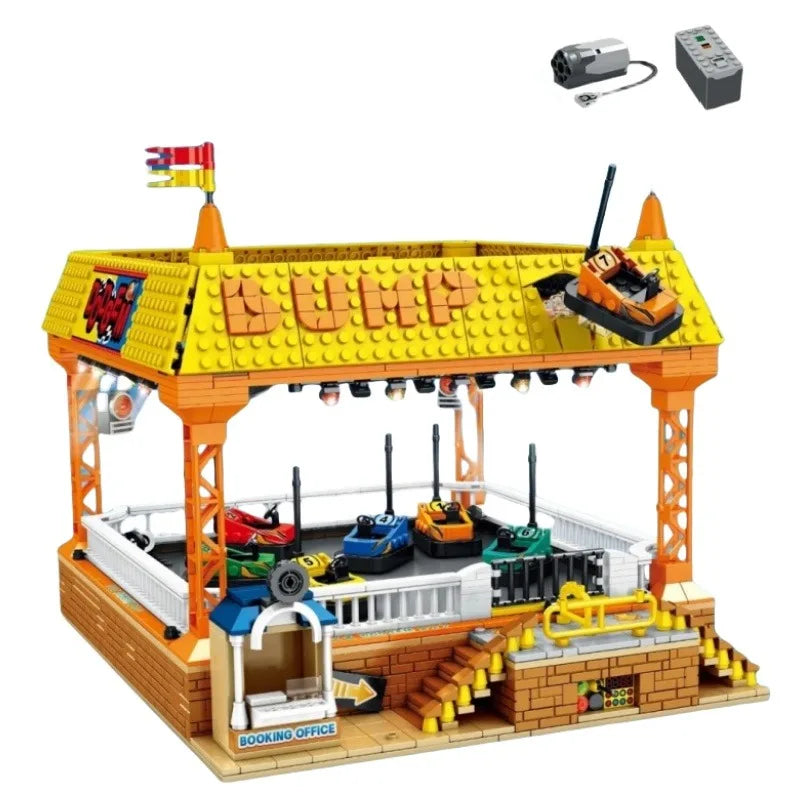 1099PCS Ideas Bumper Cars Building Blocks Set, Street View Amusement Park Model JD037 Educational Magnetic Toys Children’s Gift