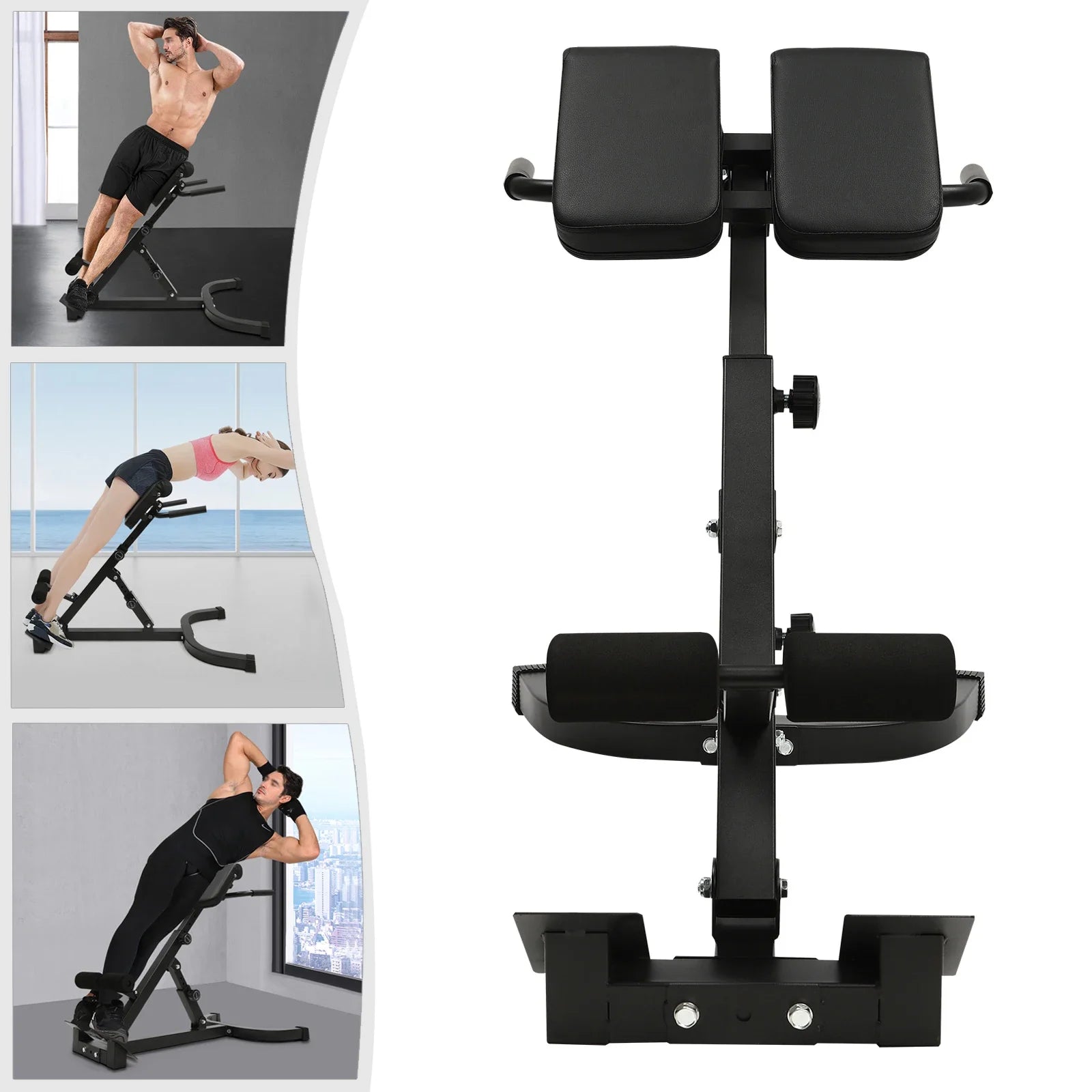 Home Fitness Workout Roman Chair Hyperextension Back Extension Bench Adjustable 150kg/330lbs 5 Position