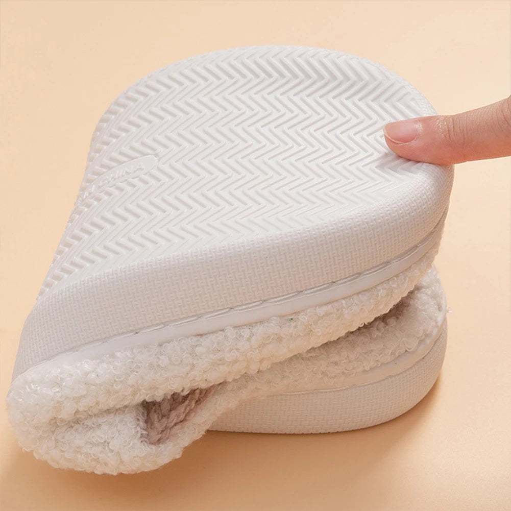 Cozy and Warm Christmas Elk Plush Slippers for Men and Women Soft Fluffy Home Footwear with Anti Slip Design