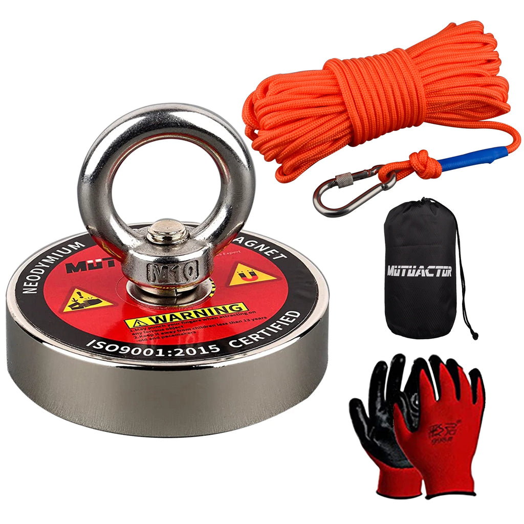 Strong Fishing Magnet Kit 150KG/220KG Heavy Duty 49feet Rope Gloves Locking Carabiner,Threadlocker