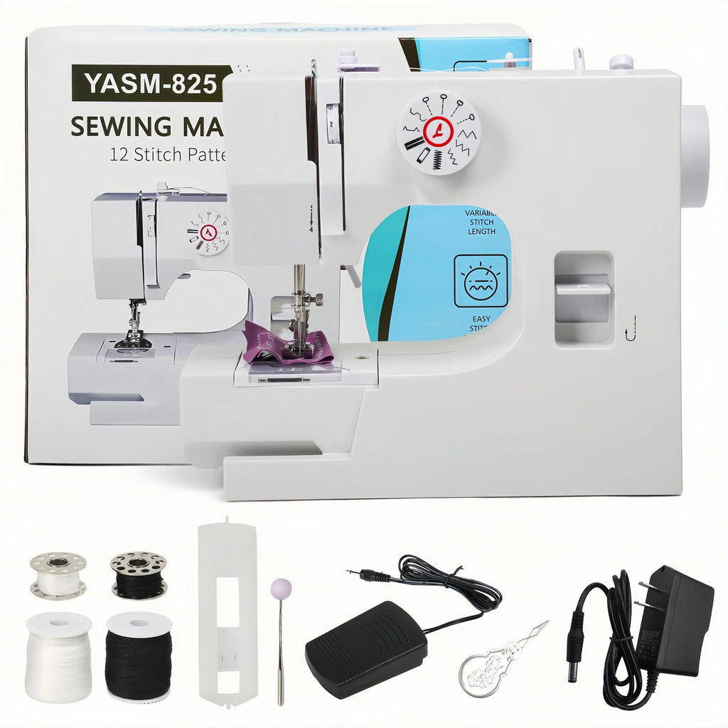 825A Multifunctional Mini Sewing Machine 12 Stitches Electric Sewing Machine with Foot Pedal US Long Service Life Perfect Gift