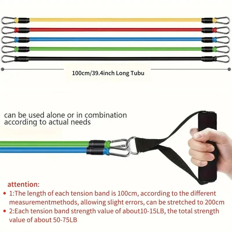11pcs TPE Resistance Bands Set, Resistance Bands With Door Anchor Legs Ankle Straps, Exercise Bands
