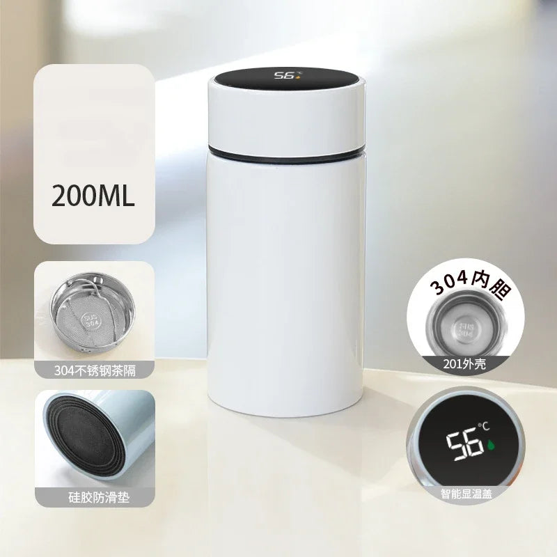 200ML Thermos Water Bottle Temperature Display Stainless Steel Vacuum Flasks Thermoses with Filter Tee Cup