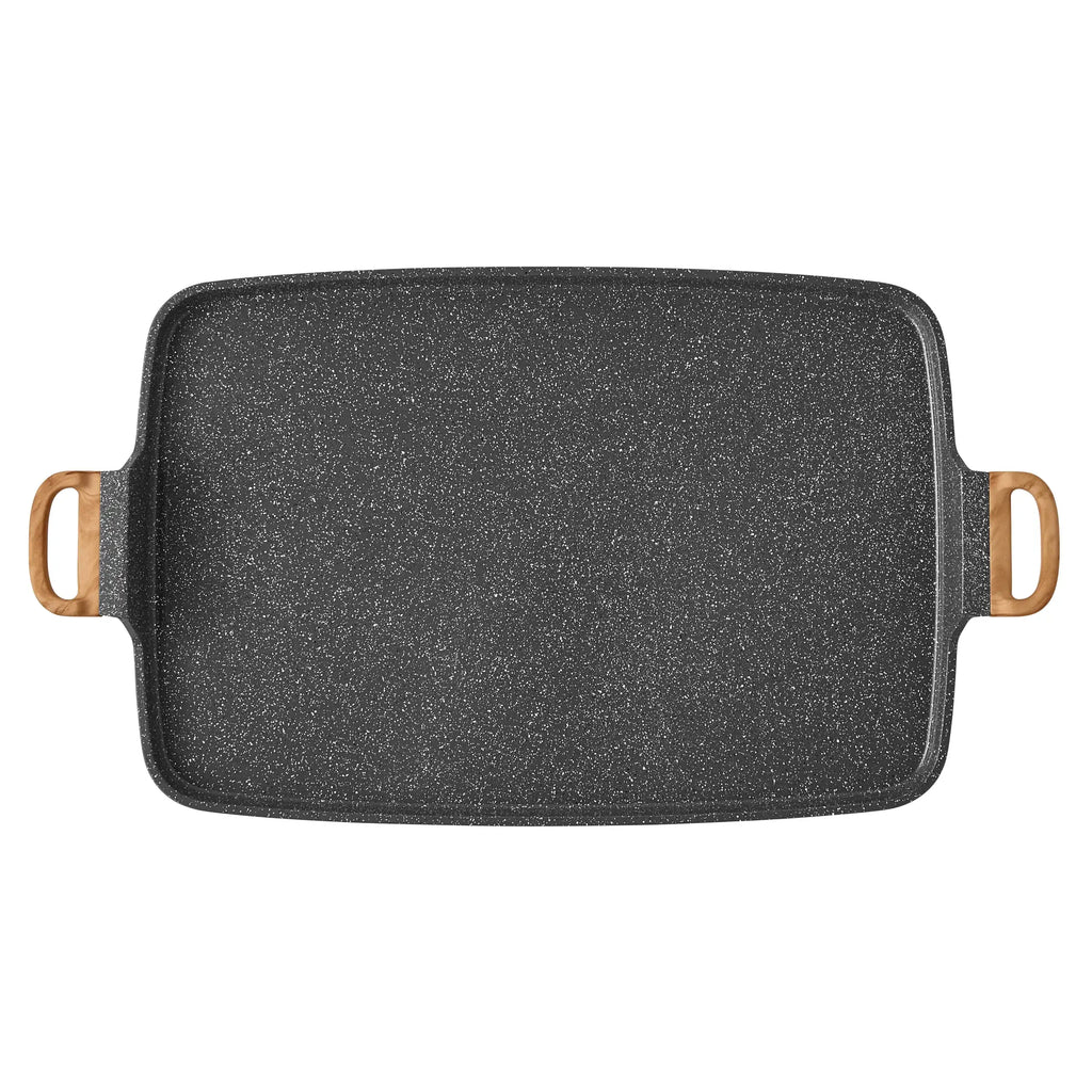 Cast Aluminum Double Griddle with Charcoal Grey Speckled for Easy Cooking and Cleaning for Everyday Kitchen Use