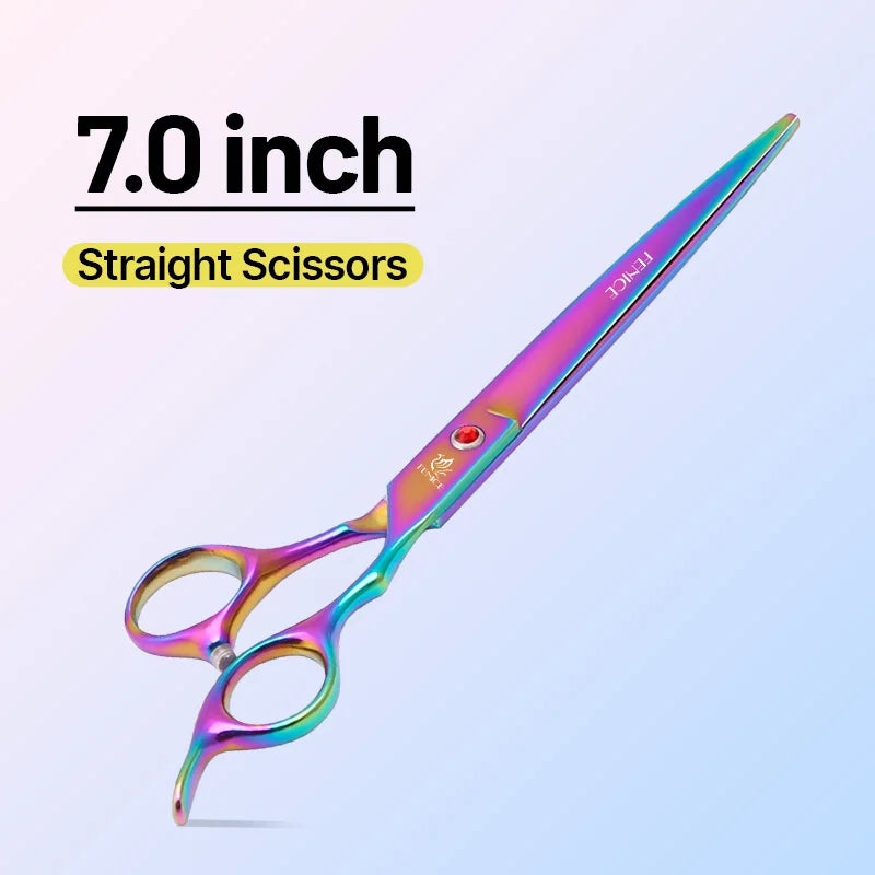 Classical Model homeuse 9cr steel 6.5/7.0 Inch rainbow&black dog grooming scissors Shears set for household pet owner