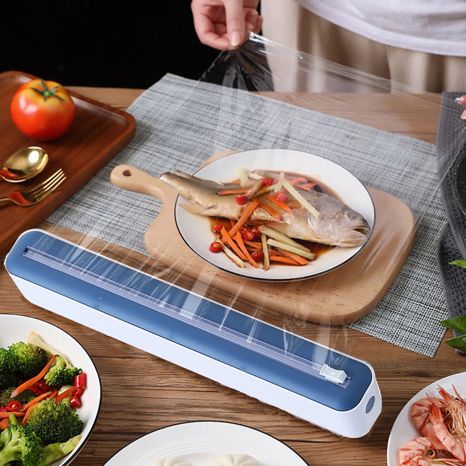 Magnetic Refillable Plastic Wrap Dispenser With Cutter, Tin Aluminum Foil Dispenser Cutter, Film Wrap Dispenser Kitchen Tool