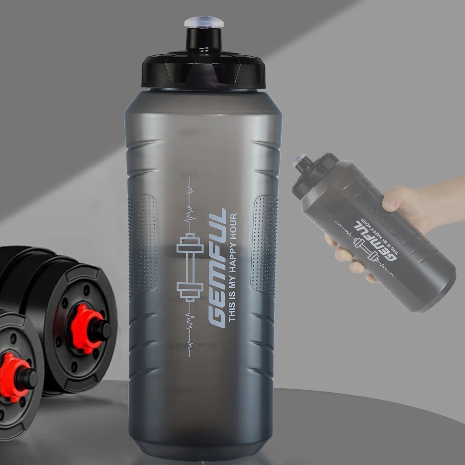 Bike Water Bottle 1000ml Squeeze Leak Proof Easy Open Push Pull Lid