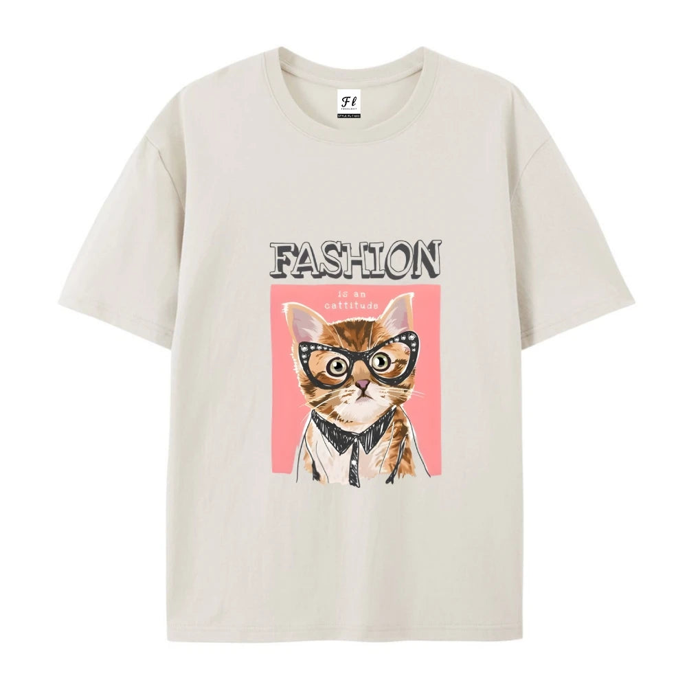 Trending Unisex Fashion Cat Pattern Tshirt Casual Loose Round Neck Short Sleeve  Summer  Style Streetwear Tees Aliexpress