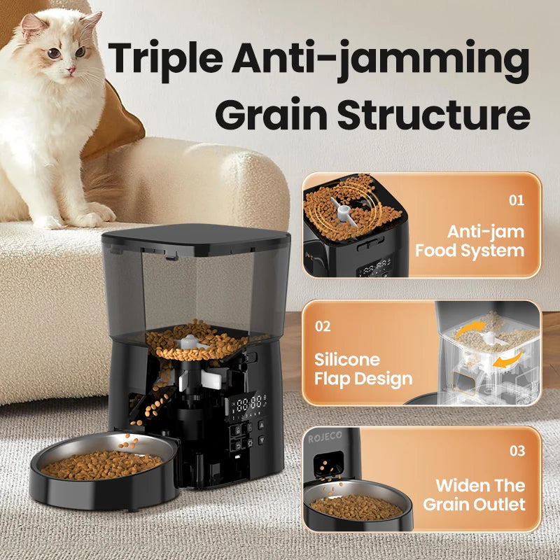 Automatic Cat Feeder Pet Smart Cat Food Kibble Dispenser Button Version Smart Control Auto Feeder For Cat Dog Accessories