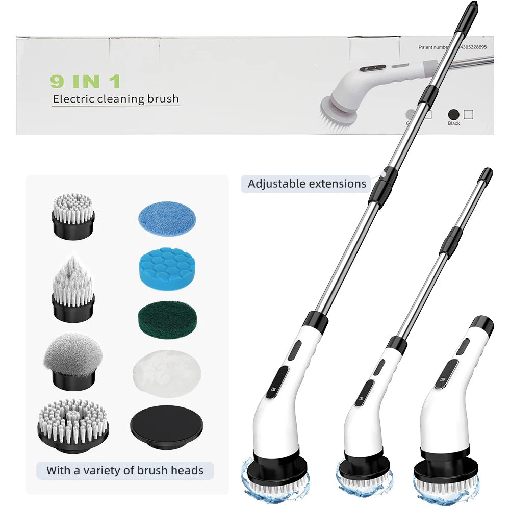 Electric Cleaning Brush 9 in 1 Multifunctional Wireless Rotatable Cleaning Brush Bathroom Kitchen Windows Toilet