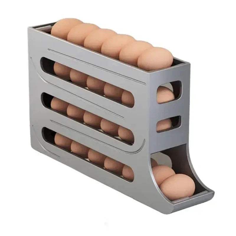 Refrigerator Egg Storage Box 4 Layers Automatic Rolling Egg Holder Kitchen Refrigerator Egg Dispenser Fridge Organizer