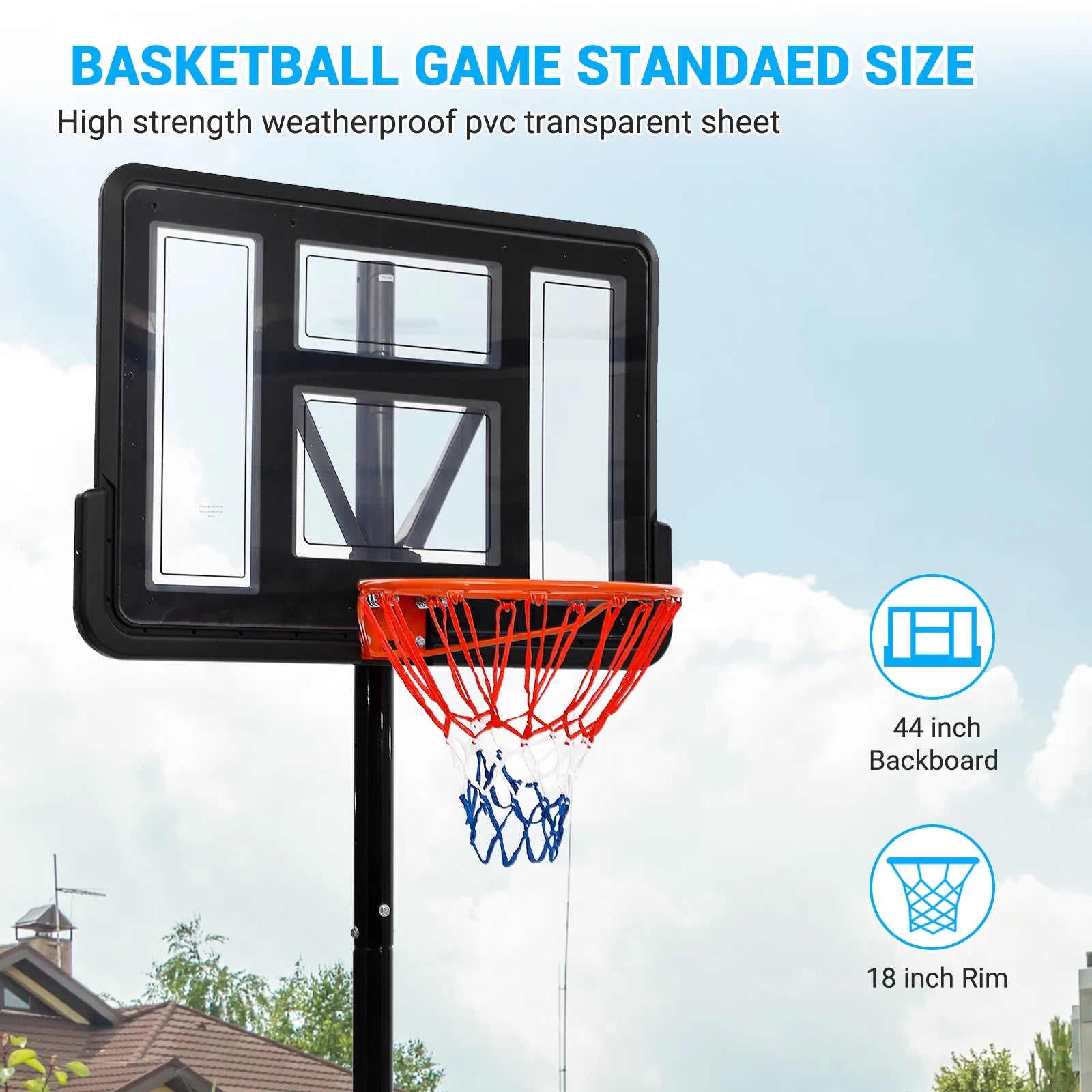 Basketball Hoop Outdoor 5.2ft-10ft Adjustable For Kids Youth Adults Portable Basketball Hoop Goal System in Backyard/Driveway