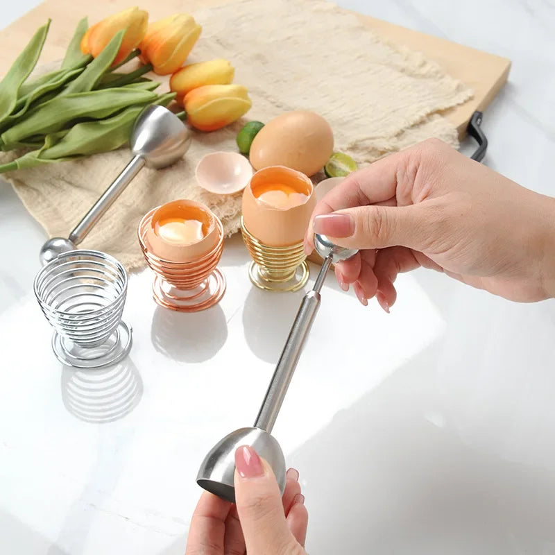 Stainless Steel Boiled Egg Topper Shell Top Kitchen Tool Cutter Knocker Opener Egg Accessories Kitchen Gadget