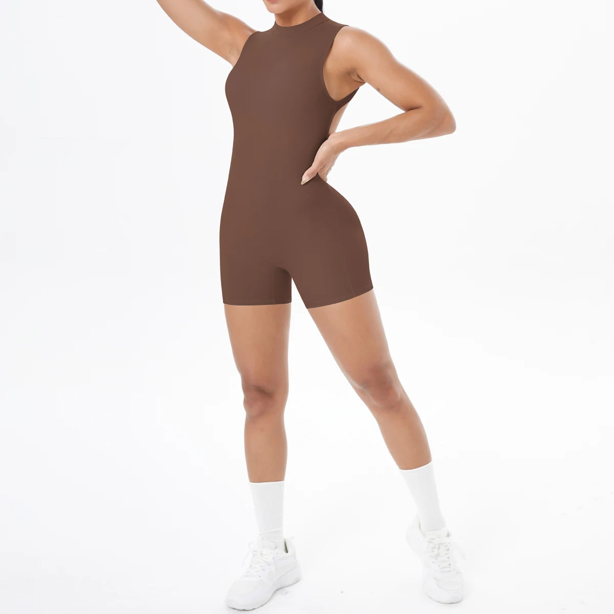 Sleeveless Backless Hollow Yoga Jumpsuit for Woman Solid Color Bodysuits Lifting Sports Push Up Sleeveles Workout Bodysuits