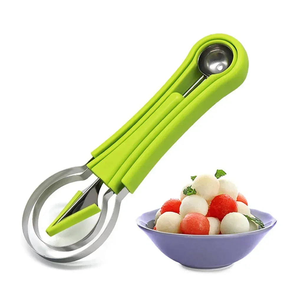 Melon Baller Scoop Set 4 in 1 Fruit Cutters Shapes Watermelon Scooper Fruit Scooper and Baller Fruit Carving Kitchen AccessoriesCurving