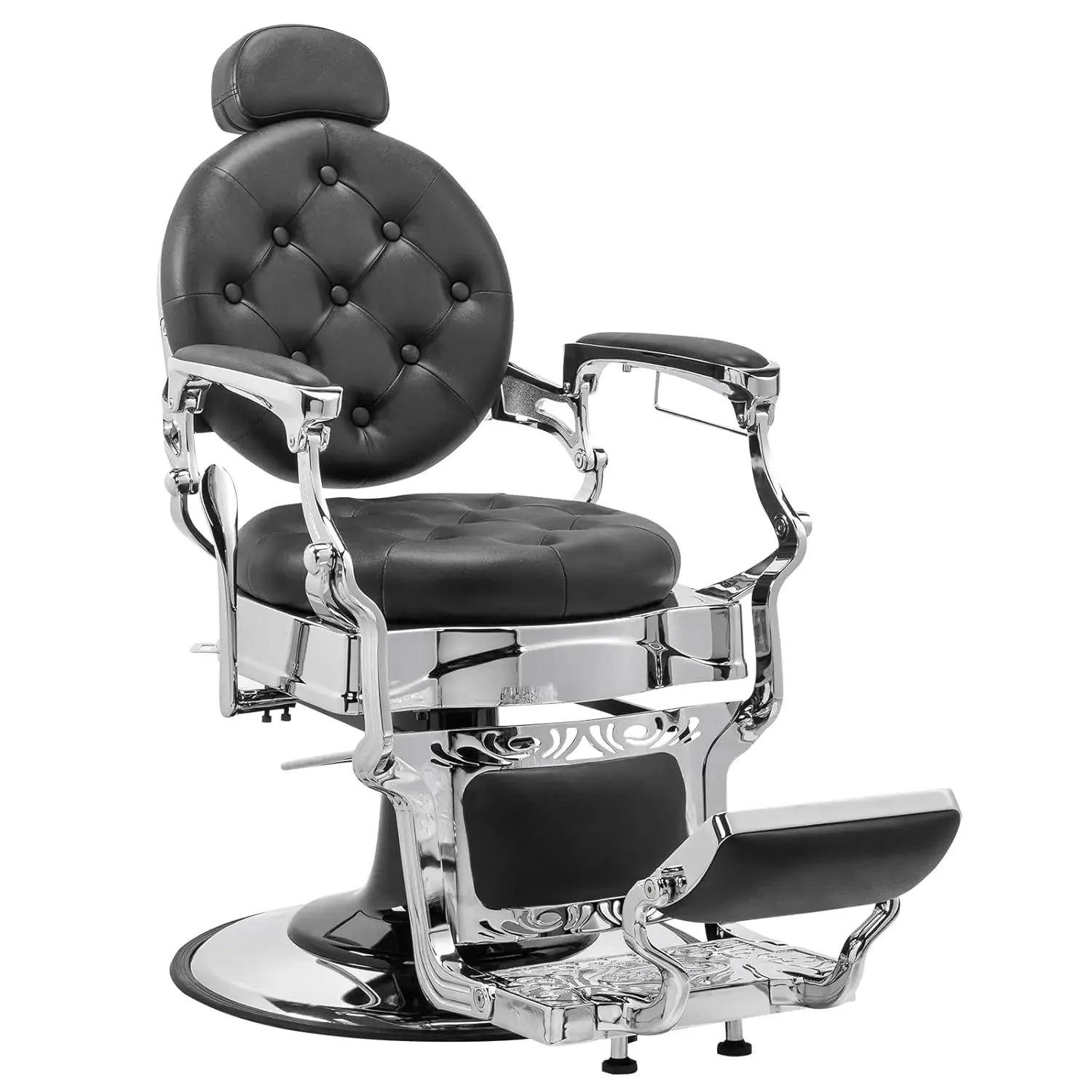 700lbs Heavy Duty Vintage Recline Barber Chair – Hydraulic, 360° Rotatable with Headrest for Professional Salons
