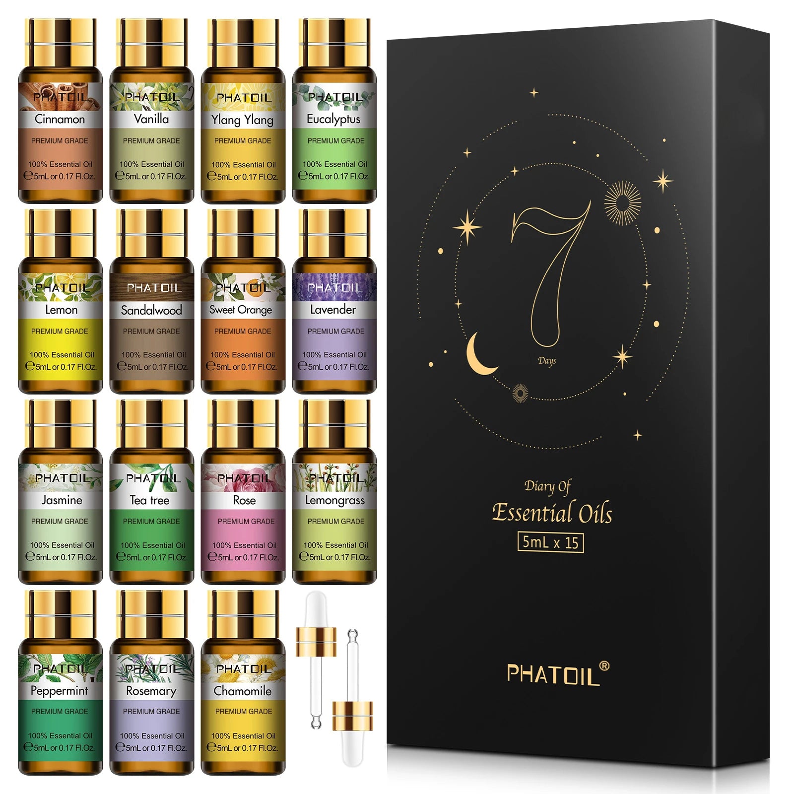 15pcs Essential Oils Set Natural Plant Aroma Essential Oils Diffuser Eucalyptus Vanilla Mint Lavender Rose Tea Tree Oil