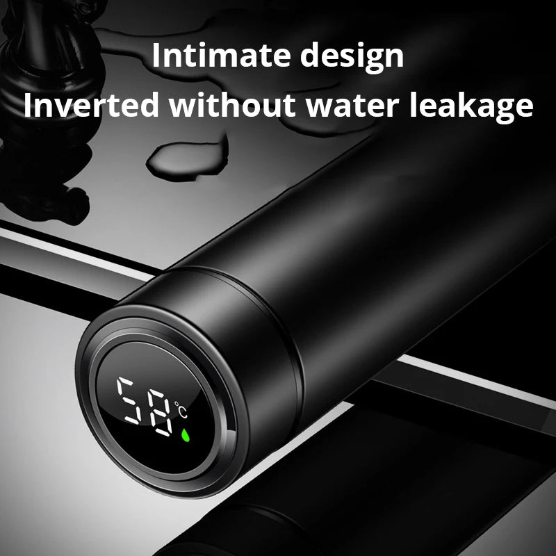 500ml Black Stainless Steel Smart Thermos With Temperature Display