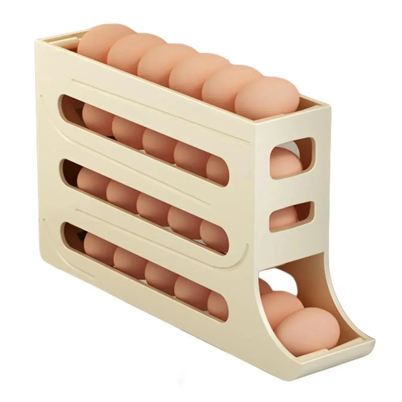 Refrigerator Egg Storage Box 4 Layers Automatic Rolling Egg Holder Kitchen Refrigerator Egg Dispenser Fridge Organizer
