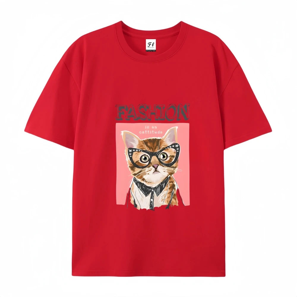 Trending Unisex Fashion Cat Pattern Tshirt Casual Loose Round Neck Short Sleeve  Summer  Style Streetwear Tees Aliexpress