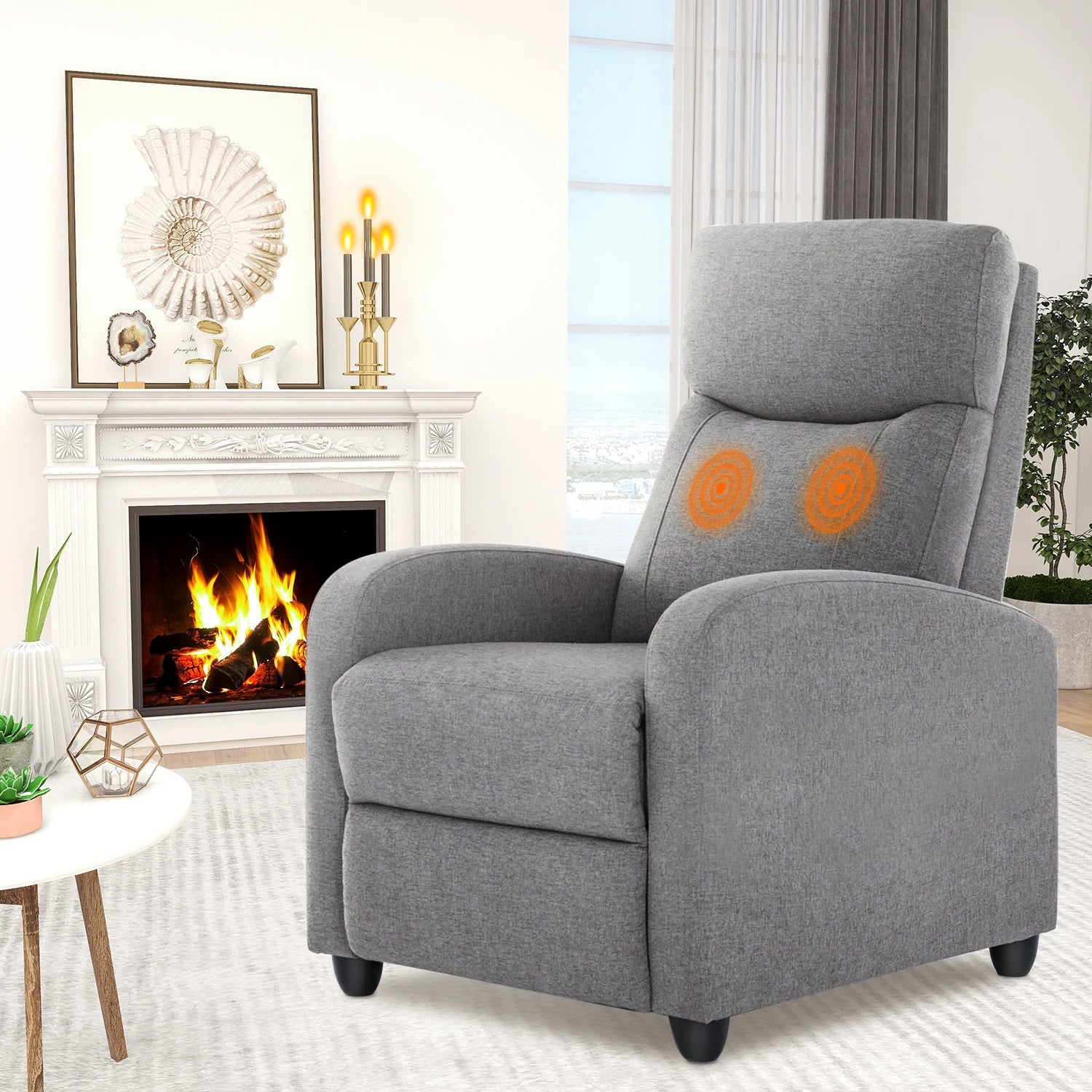 Recliner Chair Massage Sofa Fabric Theater Lumbar Support Adjustable Modern Padded Seat Backrest Living Room