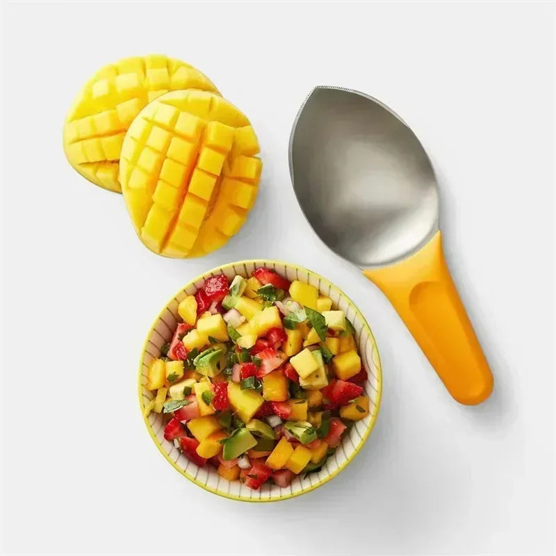 Multifunctional Mango Slicer Fruit Pulp Separator Mango Splitter Cutter Corer Stainless Steel Spoon Diced for Kitchen Tools 2023