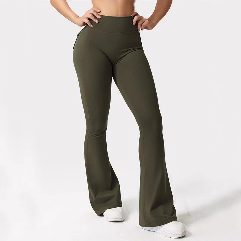 Summer Women's Cargo Pocket Fitness Tights - High-Waisted Stretch Butt Lift Yoga Running Pants