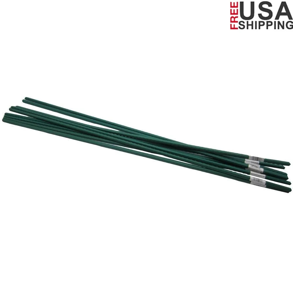 48 Inch Plant Support Stakes Set of 10 Plastic Coated Steel Garden Stake Tomato Flower Support Outdoor Indoor Gardening