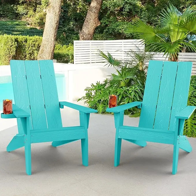 Adirondack Chair Set of 2: Modern Adirondack Chairs Fire Pit Chairs Plastic Outdoor Chairs for Lawn Backyard Deck Garden Camping