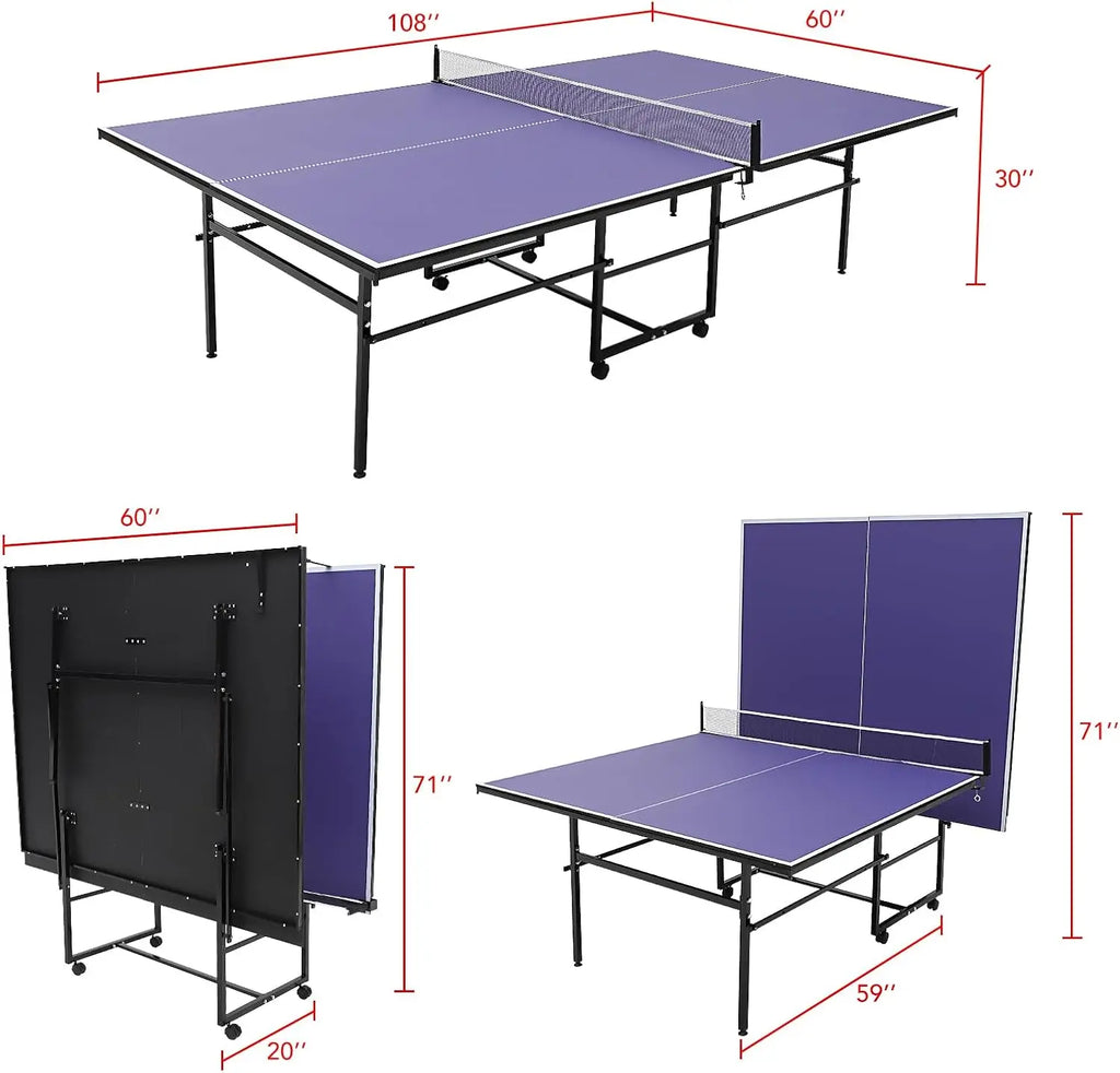 Professional Outdoor Table Tennis Tables 9 ft portable Ping Pong Table Game with Net 2 Table Tennis Paddles and 3 Balls