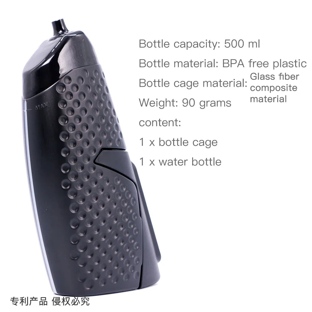 Bike Water Bottle With Attached Bottle Cage Magnetic Mounting Base