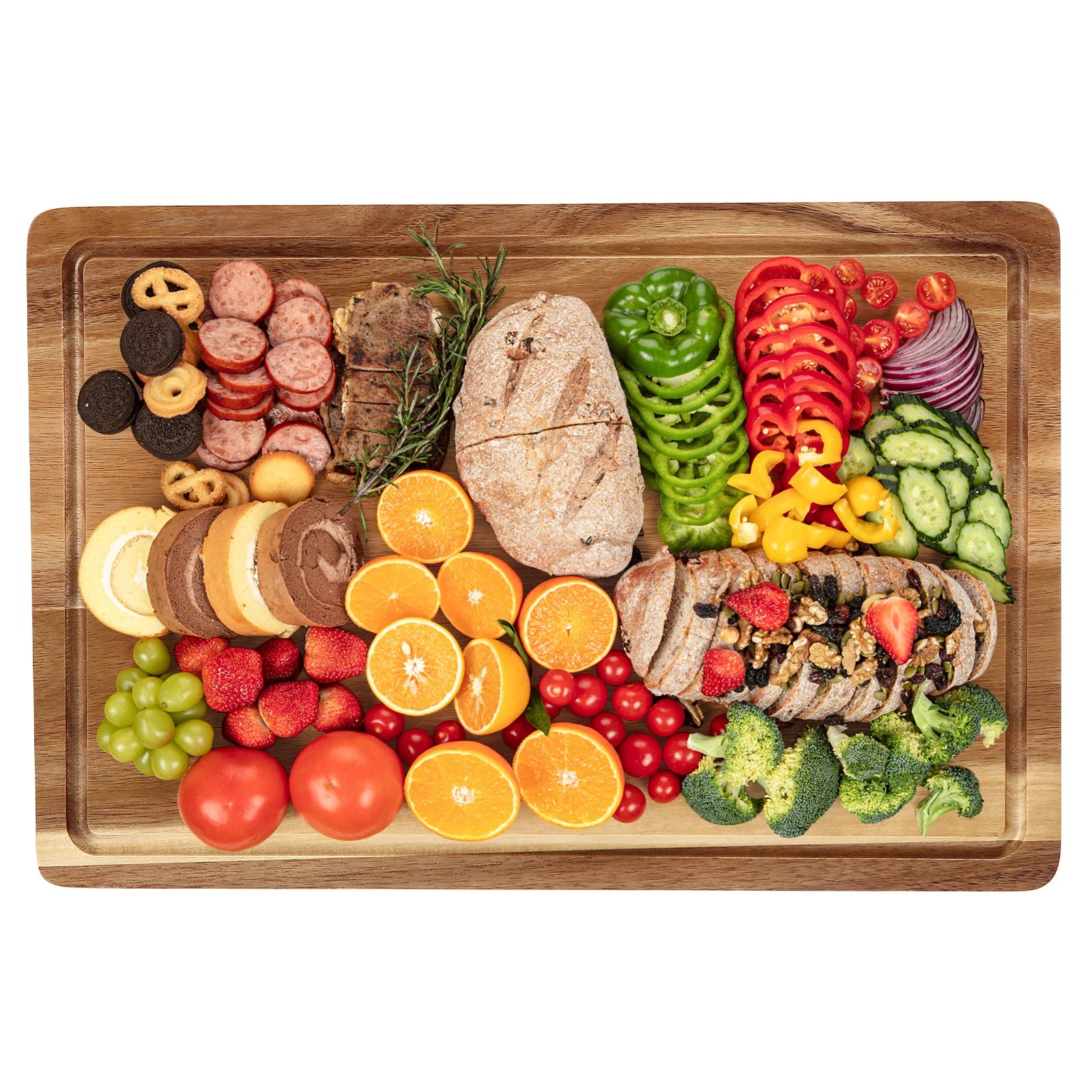18" x 12" Large Acacia Cutting Boards for Kitchen, Wood XL Cutting Board with Juice Groove, Butcher Block Wooden Chopping Board