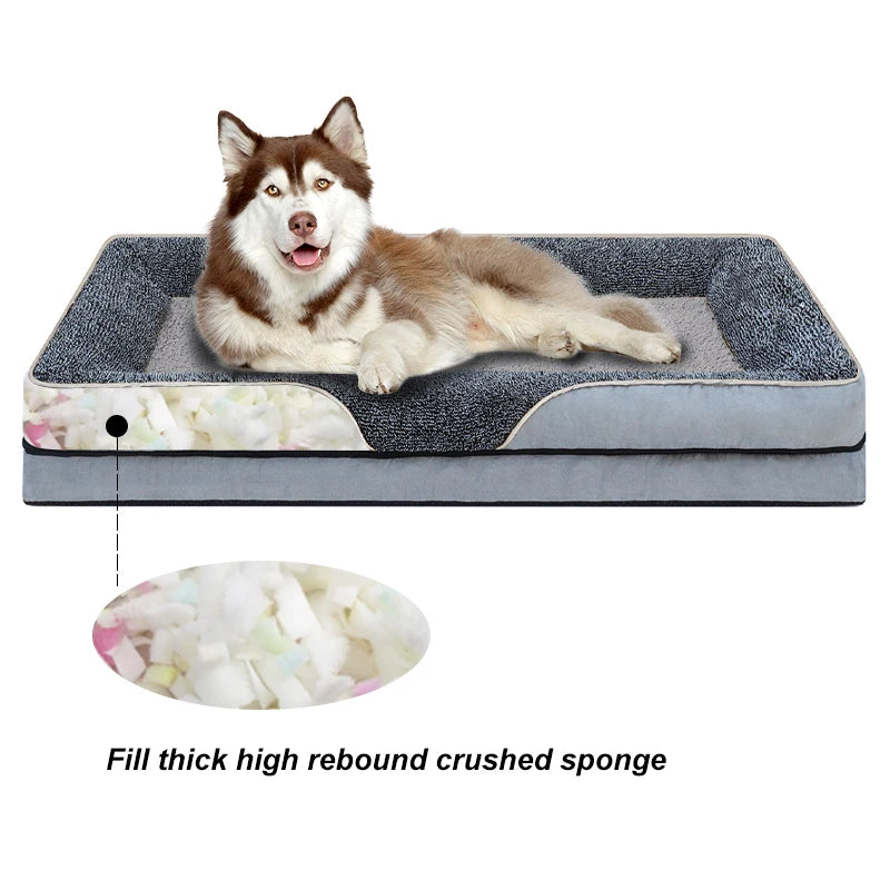 An oversized dog bed removable washable for all seasons, pet bed sofa, comfortable and soft cat sofa bed with raised edges,
