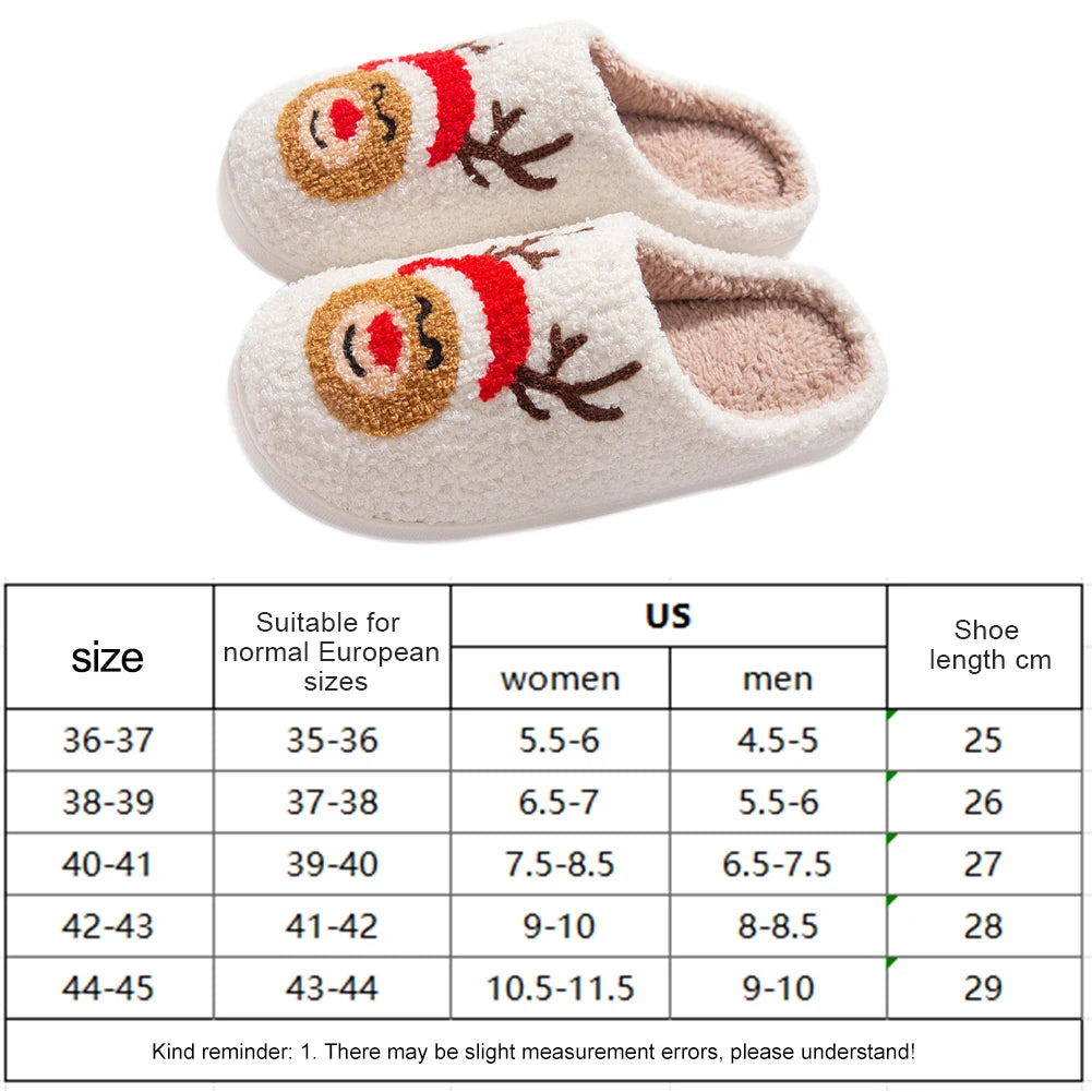 Cozy and Warm Christmas Elk Plush Slippers for Men and Women Soft Fluffy Home Footwear with Anti Slip Design