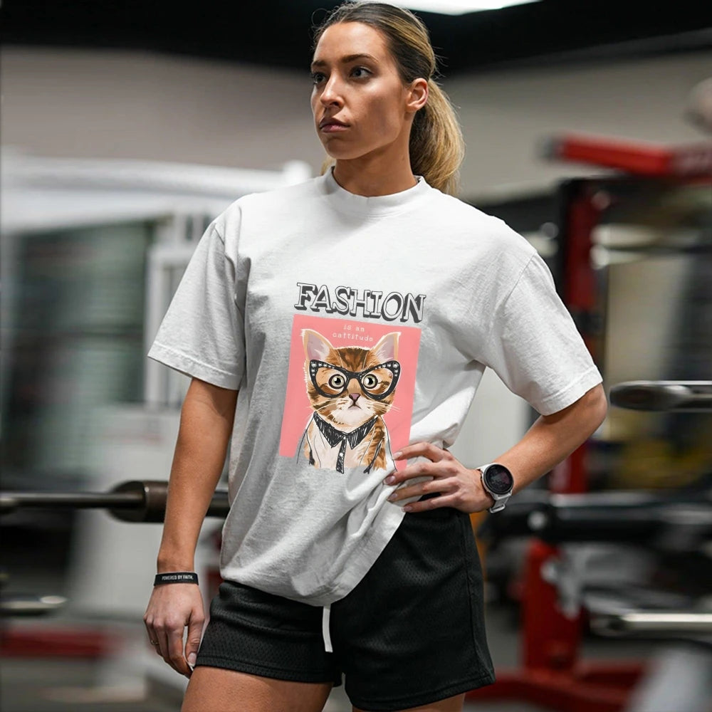 Trending Unisex Fashion Cat Pattern Tshirt Casual Loose Round Neck Short Sleeve  Summer  Style Streetwear Tees Aliexpress