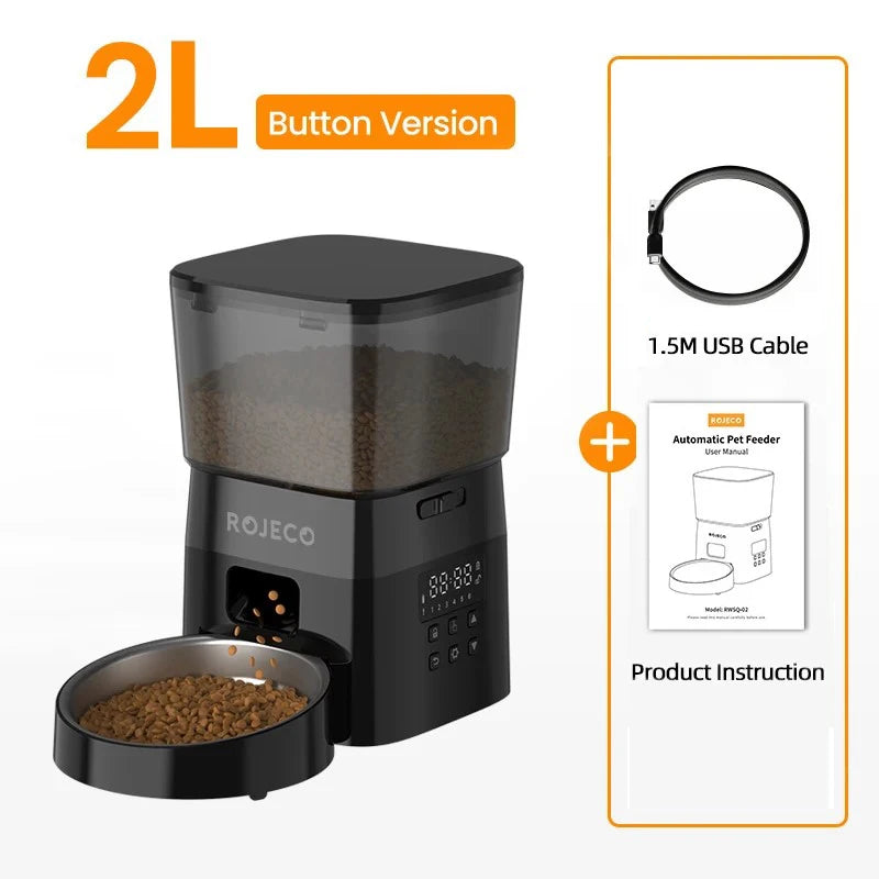 Automatic Cat Feeder Pet Smart Cat Food Kibble Dispenser Button Version Smart Control Auto Feeder For Cat Dog Accessories